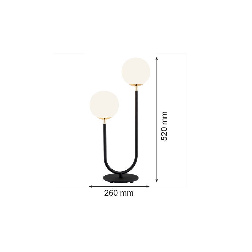 Argon 7072 - Galda lampa FERRONE 2xE14/7W/230V melna/balta/zeltaina