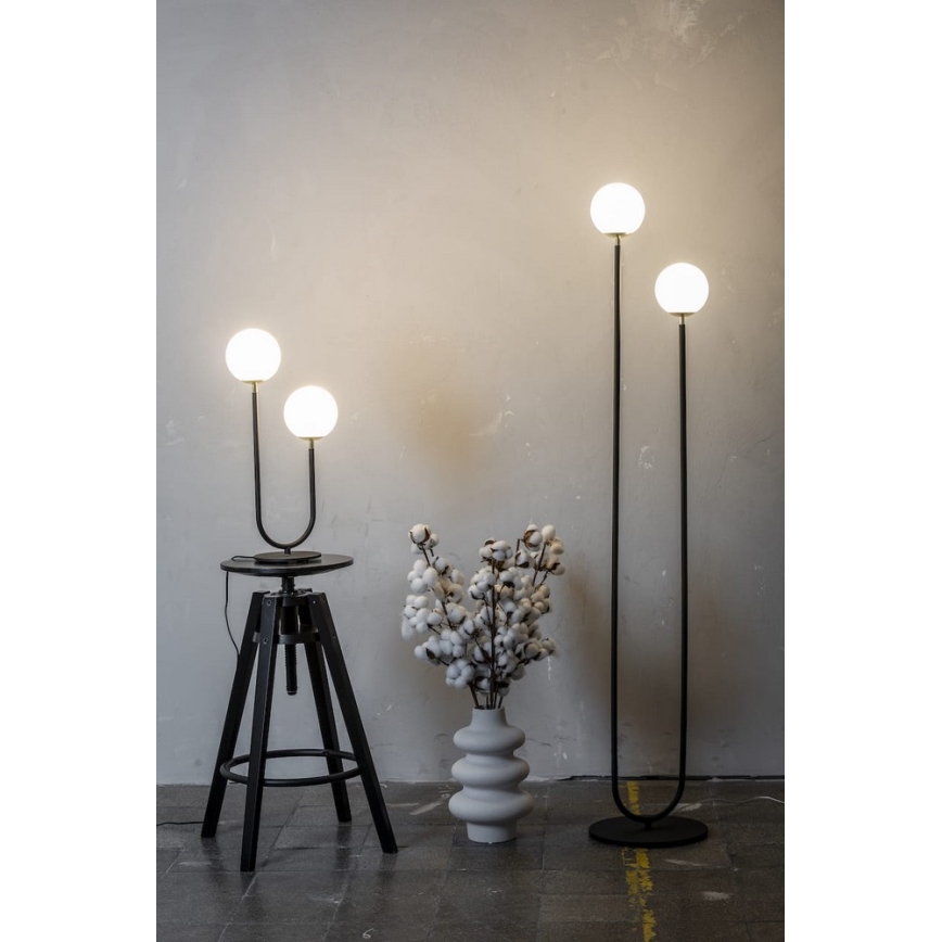Argon 7073 - Grīdas stāvlampa FERRONE 2xE14/7W/230V melna/balta/zeltaina