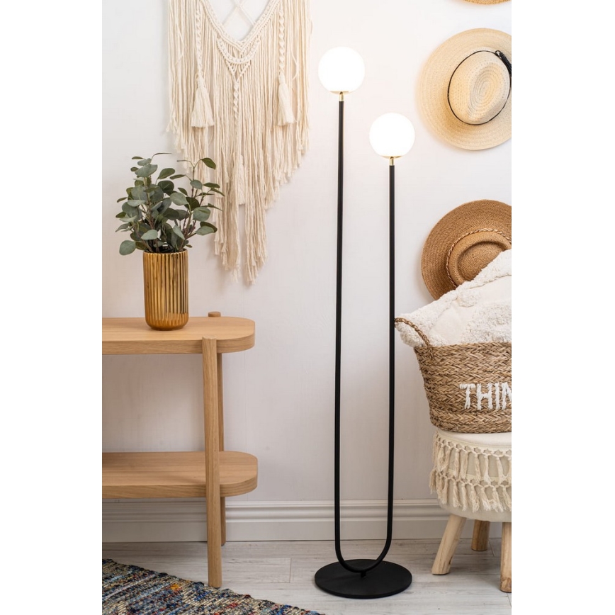 Argon 7073 - Grīdas stāvlampa FERRONE 2xE14/7W/230V melna/balta/zeltaina