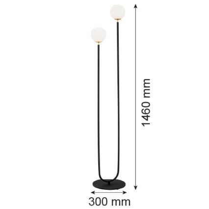 Argon 7073 - Grīdas stāvlampa FERRONE 2xE14/7W/230V melna/balta/zeltaina