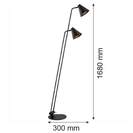 Argon 7077 - Grīdas stāvlampa AVALONE 2xE27/15W/230V melna