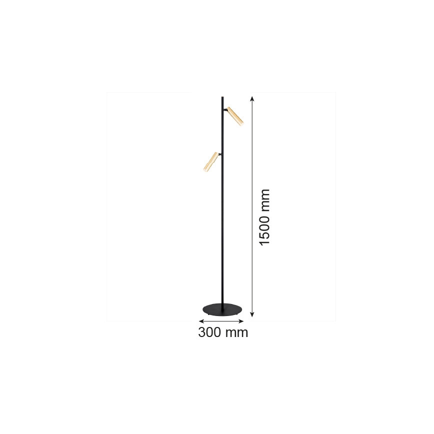 Argon 7083 - Grīdas stāvlampa TORRE 2xG9/6W/230V melna/misiņa