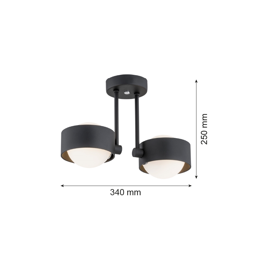 Argon 7089 - Lustra ar stieni MASSIMO PLUS 2xG9/6W/230V melna