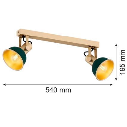 Argon 7143 - Starmetis LENORA 2xE14/7W/230V zelta/zaļa