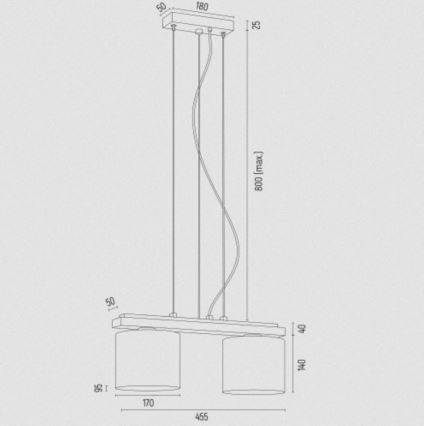 Argon 7164 - Lustra ar auklu CANOA 2xE27/15W/230V melna