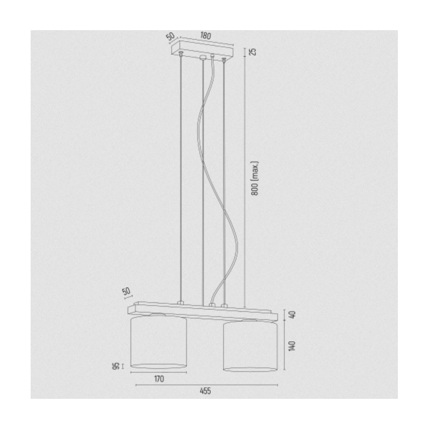Argon 7164 - Lustra ar auklu CANOA 2xE27/15W/230V melna