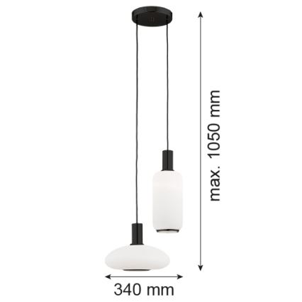Argon 7214 - Lustra ar auklu SAGUNTO PLUS 2xE27/15W/230V melna