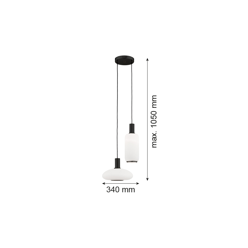 Argon 7214 - Lustra ar auklu SAGUNTO PLUS 2xE27/15W/230V melna