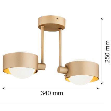 Argon 7215 - Vannas istabas lustra ar stieni MASSIMO PLUS 2xG9/6W/230V IP44 zelta