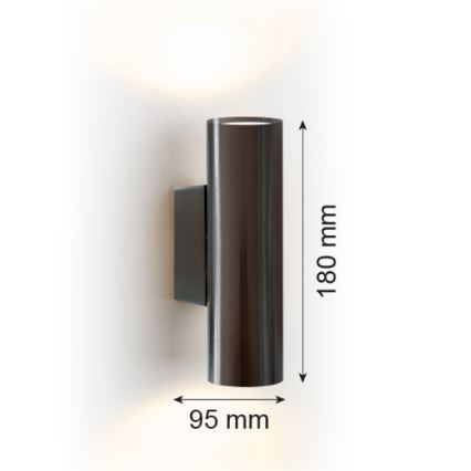 Argon 7231 - Sienas lampa MITOS PLUS 2xGU10/5W/230V melna