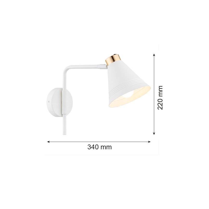 Argon 8006 - Sienas lampa AVALONE 1xE27/15W/230V 34 cm balta/zeltaina
