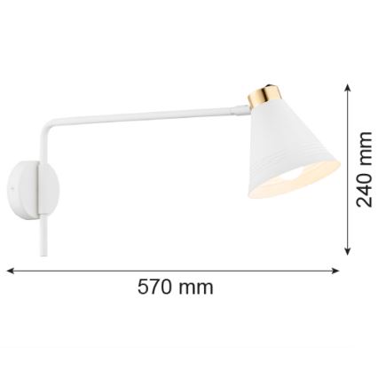 Argon 8007 - Sienas lampa AVALONE 1xE27/15W/230V 57 cm balta/zeltaina