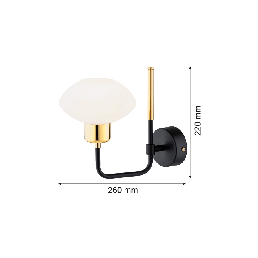 Argon 8032 - Sienas lampa RAVELLO 1xE14/15W/230V melna/zeltaina