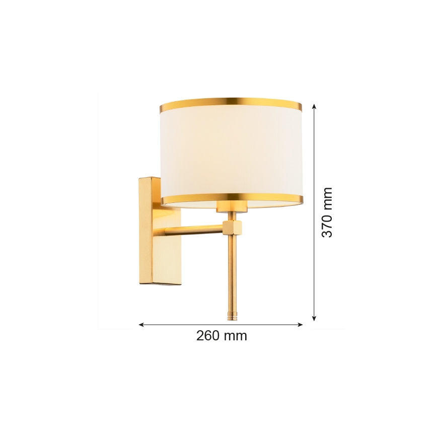 Argon 8033 - Sienas lampa ABBANO 1xE27/15W/230V misiņa/balta