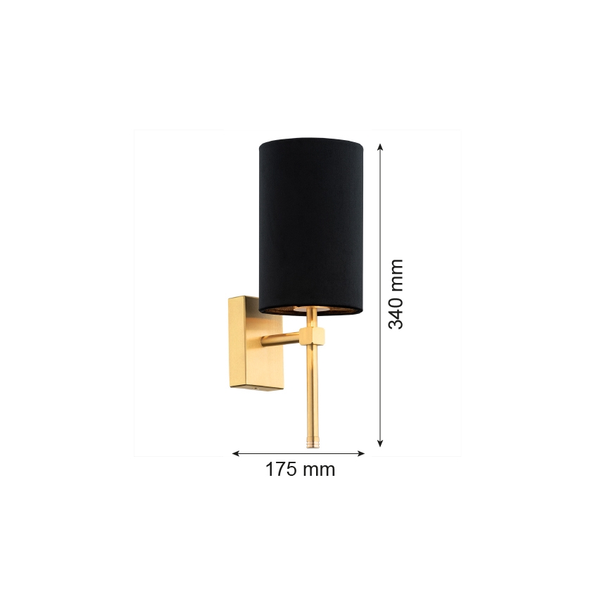 Argon 8035 - Sienas lampa ABRUZZO 1xE14/7W/230V misiņa/melna