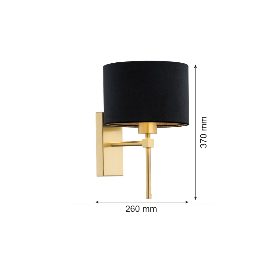 Argon 8050 - Sienas lampa ABBANO 1xE27/15W/230V misiņa/melna