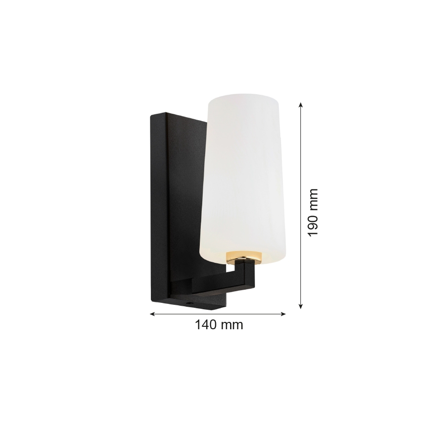 Argon 8056 - Sienas lampa CAMELOT PLUS 1xE27/15W/230V melna/balta/zeltaina