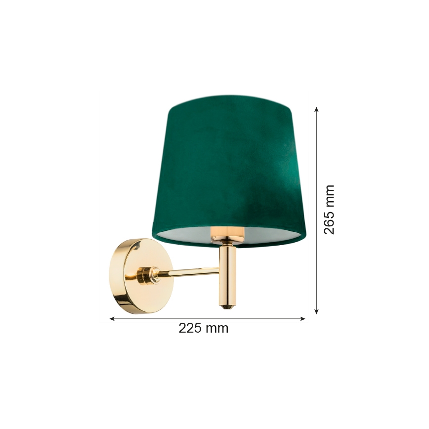 Argon 8105 - Sienas lampa PONTE 1xE27/15W/230V zaļa/misiņa