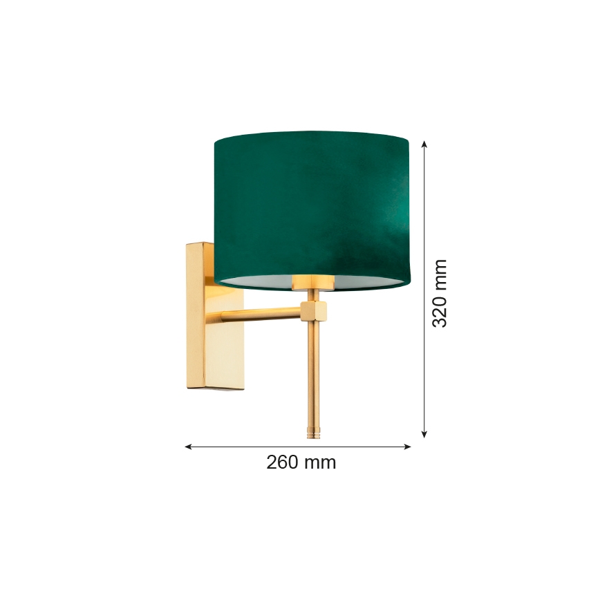 Argon 8107 - Sienas lampa ABBANO 1xE27/15W/230V misiņa/zaļa