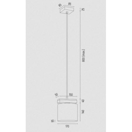 Argon 8276 - Lustra ar auklu CANOA 1xE27/15W/230V melna