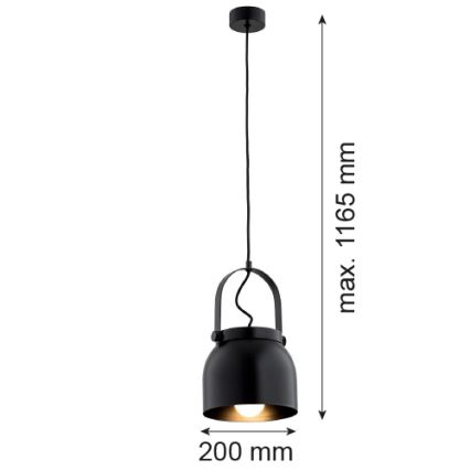 Argon 8281 - Lustra ar auklu LOGAN 1xE27/15W/230V d. 20 cm melna