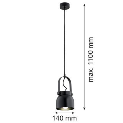 Argon 8291 - Lustra ar auklu LOGAN 1xE27/15W/230V d. 14 cm melna