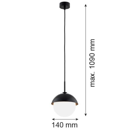 Argon 8295 - Lustra ar auklu CAPPELLO 1xE27/15W/230V melna