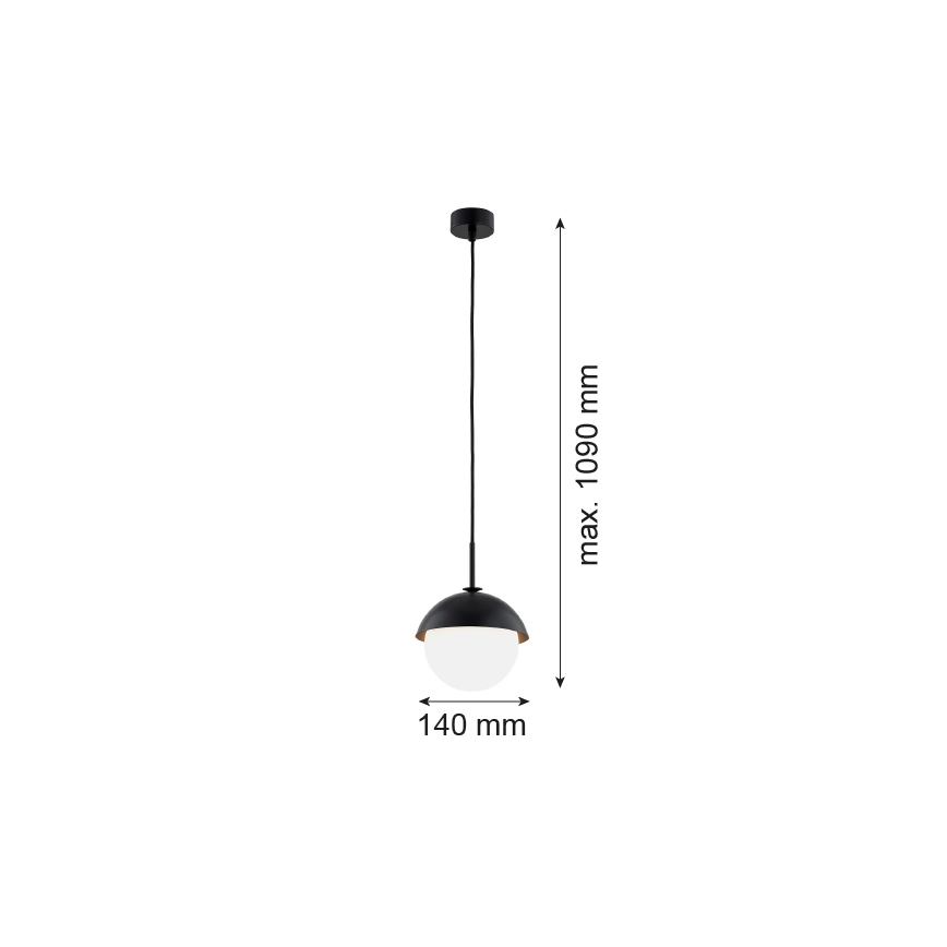 Argon 8295 - Lustra ar auklu CAPPELLO 1xE27/15W/230V melna