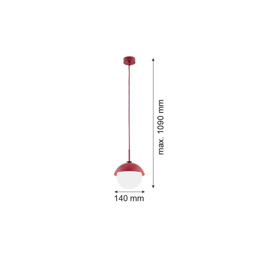 Argon 8296 - Lustra ar auklu CAPPELLO 1xE27/15W/230V sarkana