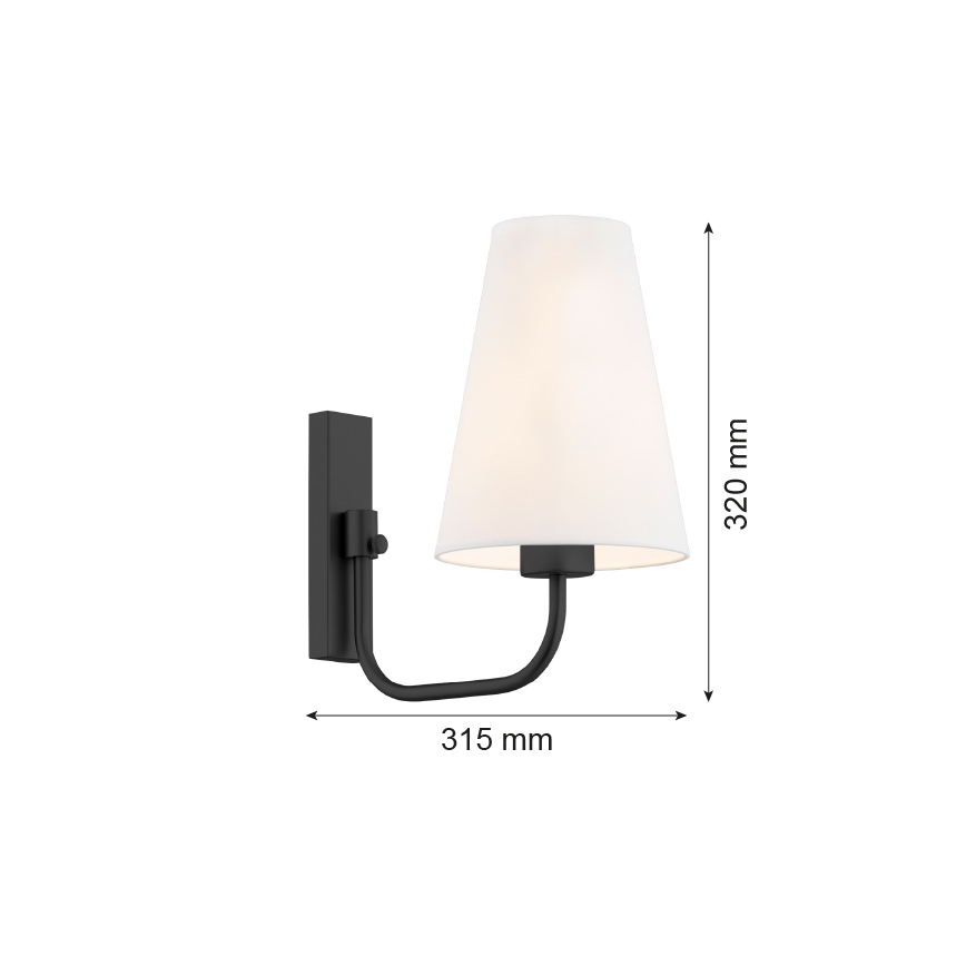 Argon 8376 - Sienas lampa SAFIANO 1xE27/15W/230V melna