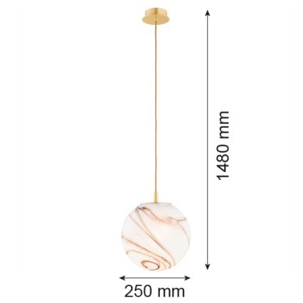 Argon 8447 - Lustra ar auklu ALMIROS 1xE27/15W/230V d. 25 cm alabastrs zelta