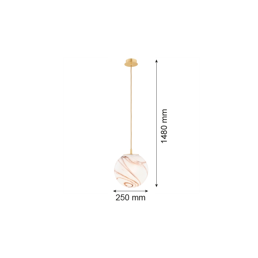 Argon 8447 - Lustra ar auklu ALMIROS 1xE27/15W/230V d. 25 cm alabastrs zelta