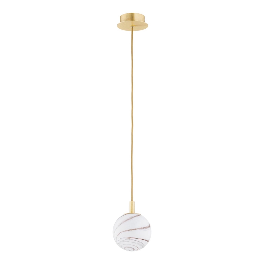 Argon 8450 - Lustra ar auklu ALMIROS 1xE14/7W/230V d. 12 cm alabastrs zelta