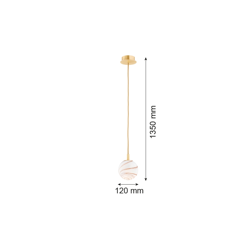 Argon 8450 - Lustra ar auklu ALMIROS 1xE14/7W/230V d. 12 cm alabastrs zelta