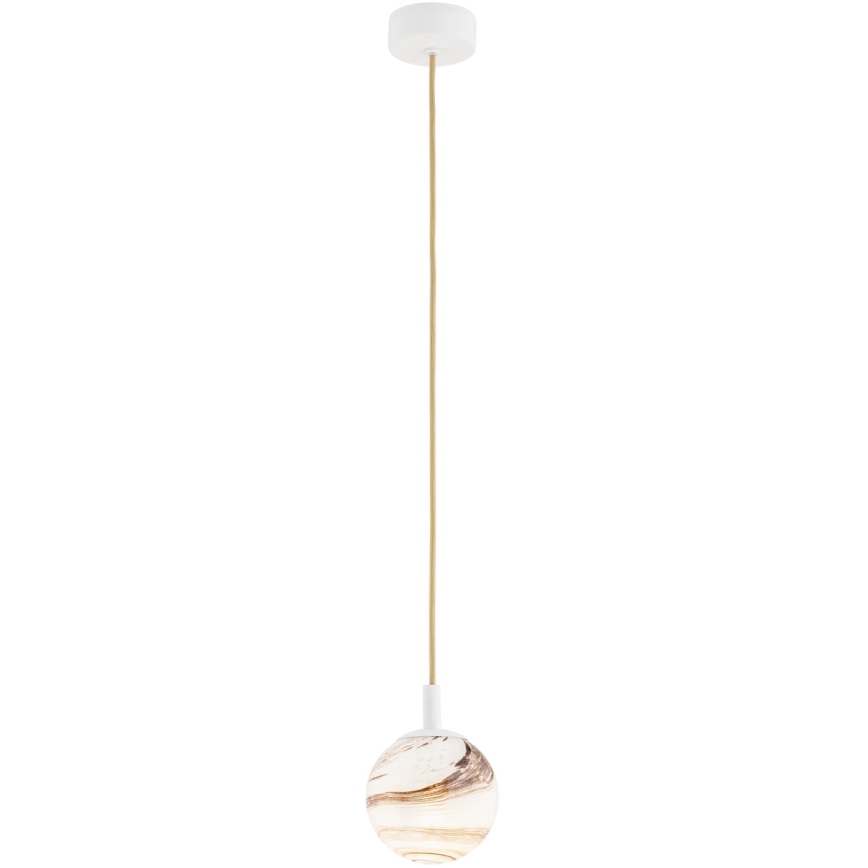 Argon 8451 - Lustra ar auklu ALMIROS 1xE14/7W/230V d. 12 cm alabastrs balta/zelta