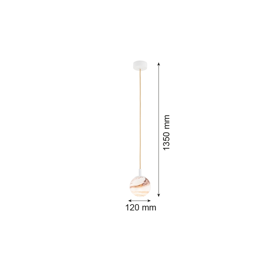 Argon 8451 - Lustra ar auklu ALMIROS 1xE14/7W/230V d. 12 cm alabastrs balta/zelta