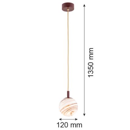 Argon 8452 - Lustra ar auklu ALMIROS 1xE14/7W/230V d. 12 cm alabastrs brūna/zelta