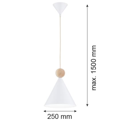 Argon 8629 - Lustra ar auklu KEGEL 1xE27/15W/230V balta