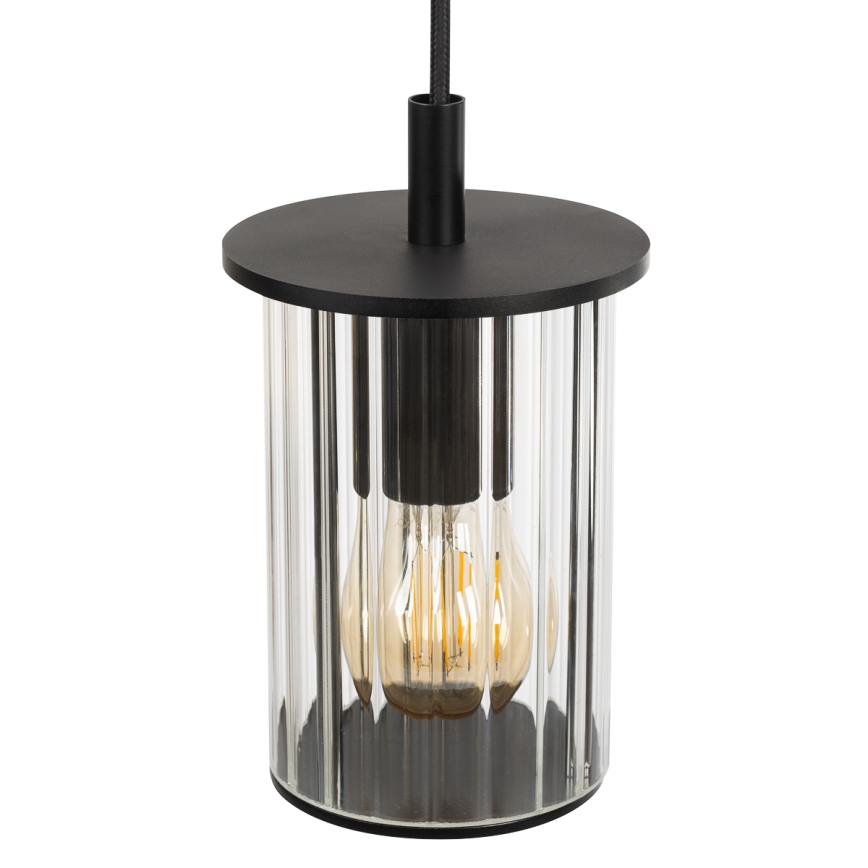 Argon 8751 - Āra lustra ar auklu NORFOLK 1xE27/15W/230V IP44 melna