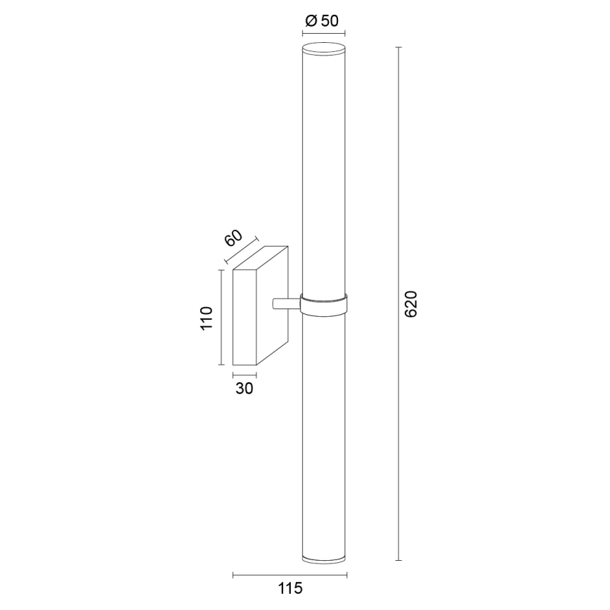 Argon 8927 - Vannas istabas spoguļa LED apgaismojums BATUMI LED/24W/230V 3000K IP44 melns