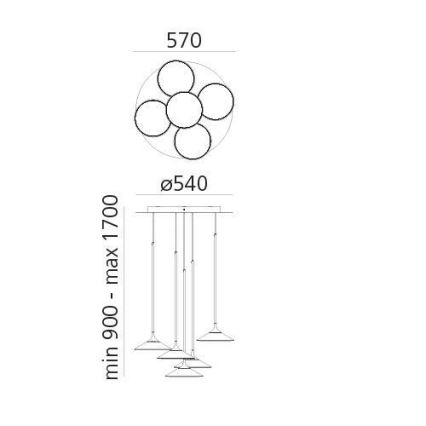 Artemide 0355030A - LED Aptumšojama lustra ar auklu ORSA CLUSTER LED/37W/230V 3000K