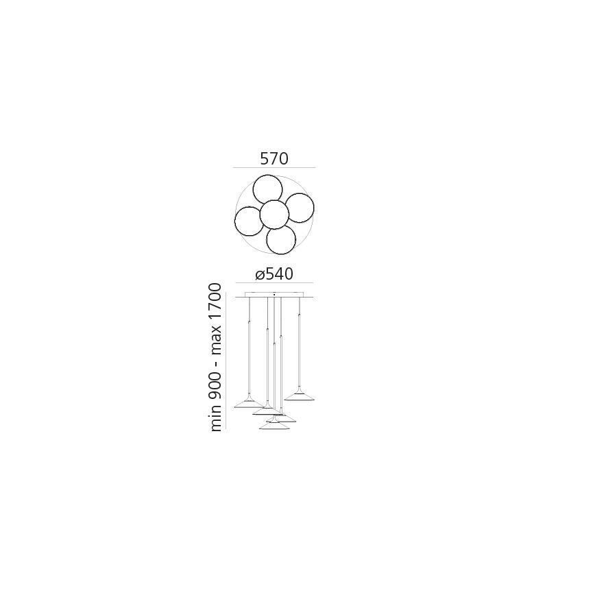 Artemide 0355030A - LED Aptumšojama lustra ar auklu ORSA CLUSTER LED/37W/230V 3000K