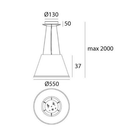 Artemide 1124020A - Lustra ar auklu CHOOSE MEGA 3xE27/12W/230V d. 55 cm bēša
