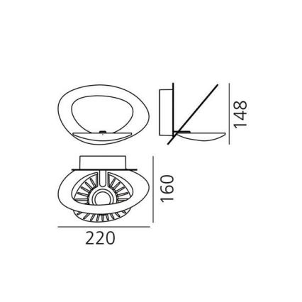 Artemide 1248020A - LED Aptumšojama sienas lampa PIRCE LED/27W/230V 3000K zelta