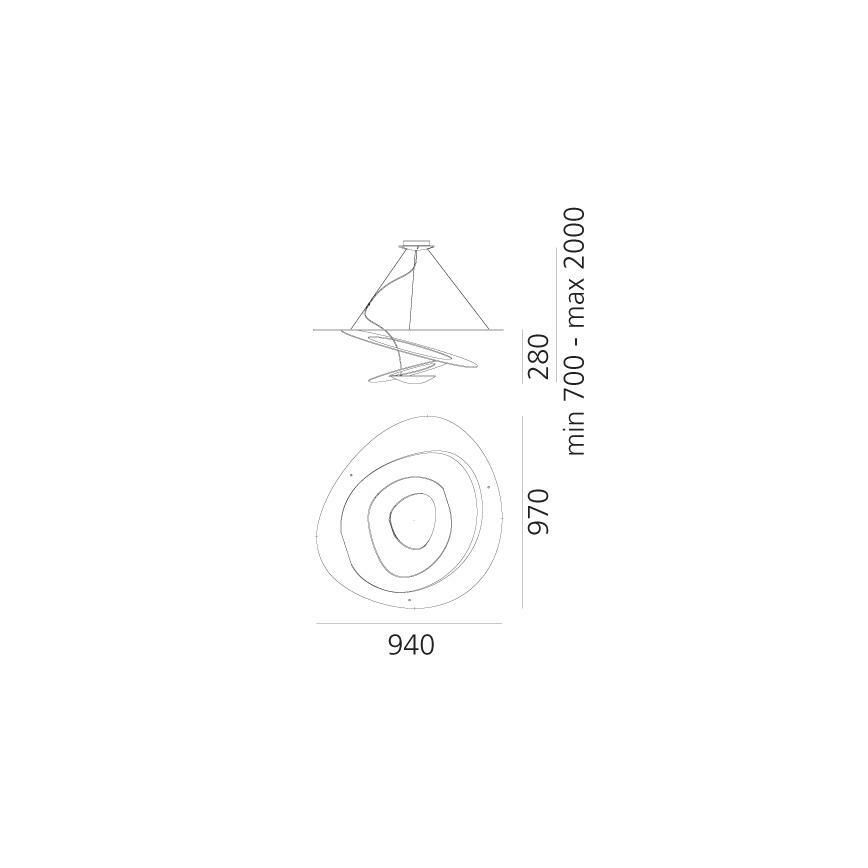 Artemide 1254120A - LED Aptumšojama lustra ar auklu PIRCE LED/44W/230V 3000K zelta