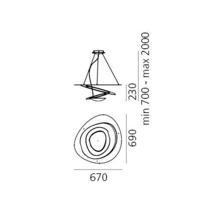 Artemide 1256120A - LED Aptumšojama lustra ar auklu PIRCE LED/44W/230V 3000K zelta