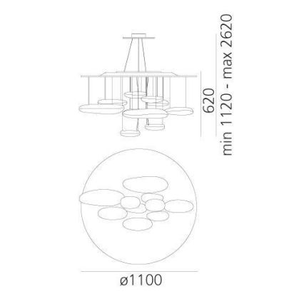 Artemide 1367110A - LED Aptumšojama lustra ar auklu MERCURY LED/58W/230V 3000K