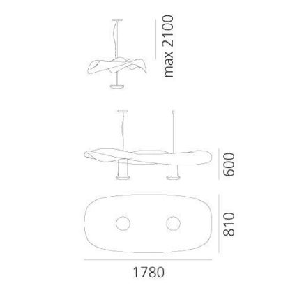 Artemide 1513010A - Lustra ar auklu COSMIC EŅĢELIS 2xR7s/11W/230V spīdīgi hromēts