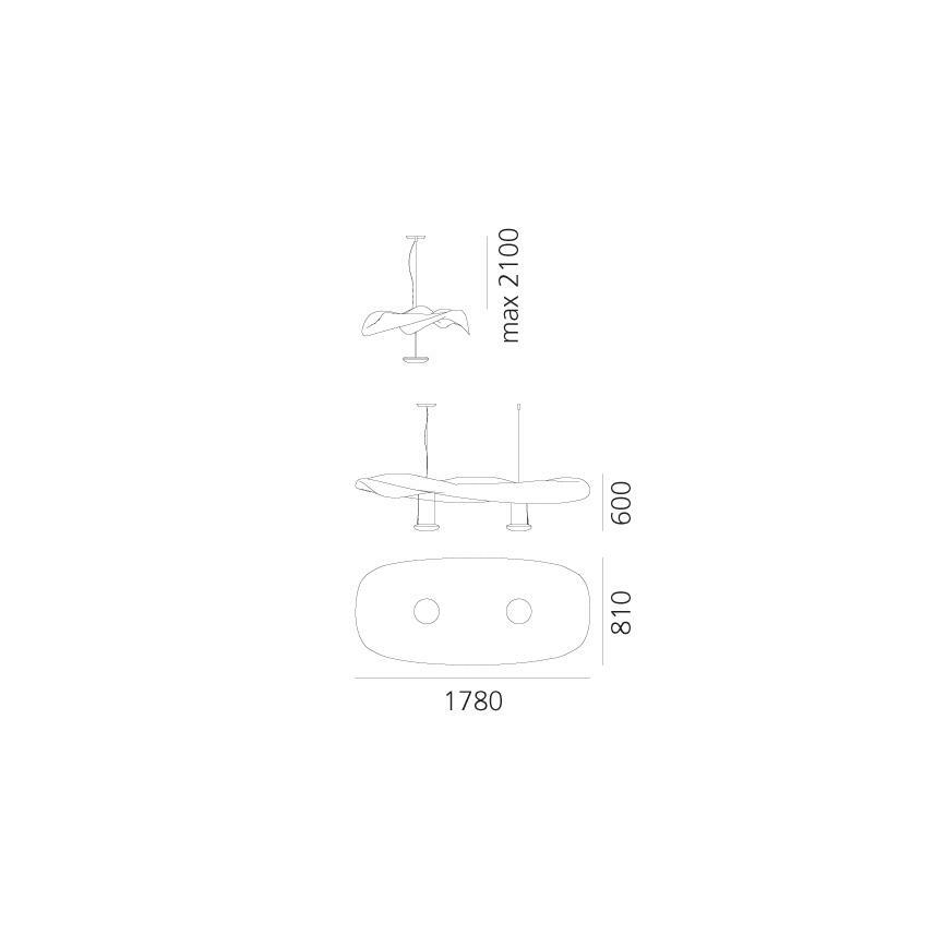 Artemide 1513010A - Lustra ar auklu COSMIC EŅĢELIS 2xR7s/11W/230V spīdīgi hromēts