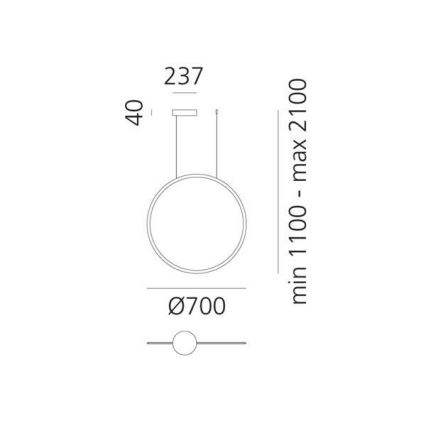 Artemide 1992060APP - LED Aptumšojama lustra ar auklu DISCOVERY LED/40W/230V 3000K bronza